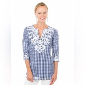 Gretchen Scott Blue & White Gingham Tunic - The Reef Size M